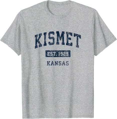 Kismet Kansas KS Vintage Sports Established Navy Design T-Shirt