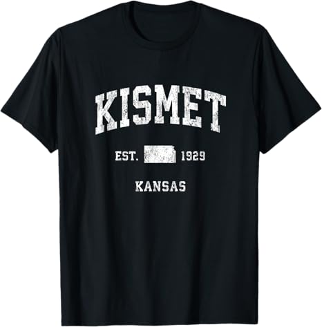 Kismet Kansas KS Vintage Athletic Navy Sports Design T-Shirt