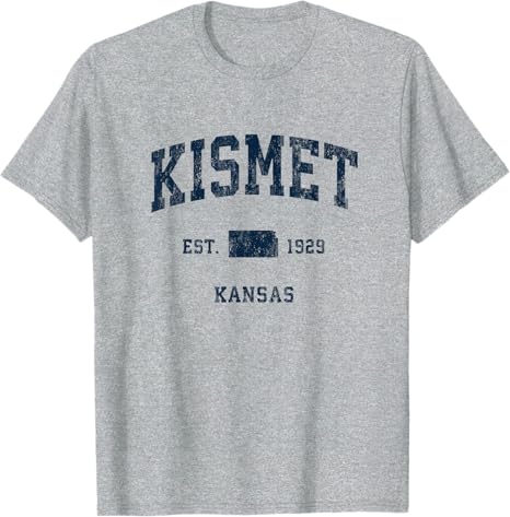 Kismet Kansas KS Vintage Athletic Navy Sports Design T-Shirt