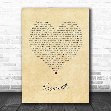 Kismet Vintage Heart Song Lyric Print