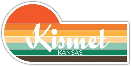 Kismet Kansas 2 x 1.25 Inch Sticker Retro Vintage Sunset City 70s Aesthetic Design